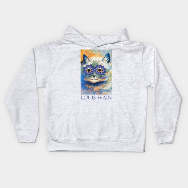 Cat with Daisy Eyes by Louis Wain Kids Hoodie by Naves